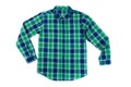 Green with a blue checkered shirt. Isolate on white Royalty Free Stock Photo