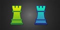 Green and blue Chess icon isolated on black background. Business strategy. Game, management, finance. Vector Royalty Free Stock Photo