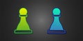 Green and blue Chess icon isolated on black background. Business strategy. Game, management, finance. Vector Royalty Free Stock Photo