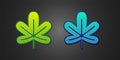 Green and blue Chestnut leaf icon isolated on black background. Vector Royalty Free Stock Photo