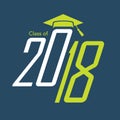 Green and Blue Class of 2018 Vector Graphic with Graduation Cap Royalty Free Stock Photo