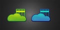 Green and blue Cloud or online library icon isolated on black background. Internet education or distance training Royalty Free Stock Photo