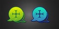 Green and blue Crusade icon isolated on black background. Vector