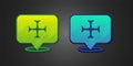 Green and blue Crusade icon isolated on black background. Vector