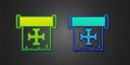 Green and blue Crusade icon isolated on black background. Vector