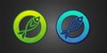 Green and blue Dried fish icon isolated on black background. Vector