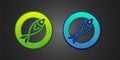 Green and blue Dried fish icon isolated on black background. Vector Royalty Free Stock Photo