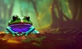 Green and blue exotic frog