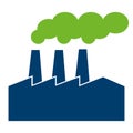 Green and blue factory pictogram. Vector ecological concept industry icon illustration.