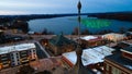 Quil on top of a clock tower pointing towards the true north