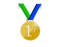 Green and blue first place medal illustration Royalty Free Stock Photo