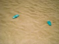 Green Blue Flip Flops Beach Sand Summer Sun Royalty Free Stock Photo