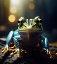Green and blue frog