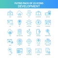 25 Green and Blue Futuro Development Icon Pack Royalty Free Stock Photo