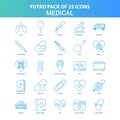 25 Green and Blue Futuro Medical Icon Pack