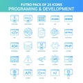 25 Green and Blue Futuro Programming and Developement Icon Pack