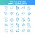 25 Green and Blue Futuro Smart Technology Icon Pack Royalty Free Stock Photo