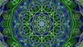 Green and Blue Geometric Mandala Pattern with Interlocking Circles and Hexagons image photo Royalty Free Stock Photo