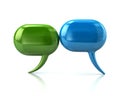 Green and blue glossy speech bubbles