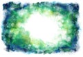 Green and blue grung style watercolor hand painting white background Royalty Free Stock Photo