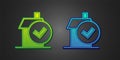 Green and blue Home cleaning service concept icon isolated on black background. Building and house. Vector Royalty Free Stock Photo