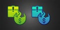 Green and blue Hot price icon isolated on black background. Vector Royalty Free Stock Photo