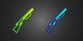 Green and blue Hunting gun icon isolated on black background. Hunting shotgun. Vector Royalty Free Stock Photo