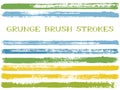 Green blue ink brush strokes isolated design elements. Set of paint lines. Royalty Free Stock Photo