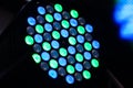 Green and blue light emitting diodes lighting disco equipment. Royalty Free Stock Photo