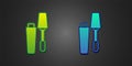Green and blue Mascara brush icon isolated on black background. Vector Royalty Free Stock Photo