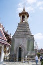 Green and blue mosaic bell tower called Ho Rakhang in Grand Palace, Bangkok Royalty Free Stock Photo