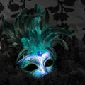 Green and blue mysterious mask (Venice) Royalty Free Stock Photo