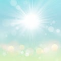 Green Blue Nature Bokeh Background with Sun Royalty Free Stock Photo