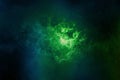 green and blue nebula space background and star field in space a nebulae multicolor powder explosion on black