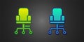 Green and blue Office chair icon isolated on black background. Vector Royalty Free Stock Photo