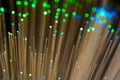 Green blue optical fibre close up macro shot for background. Royalty Free Stock Photo