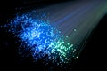 Green blue optical fibre close up macro shot. Royalty Free Stock Photo