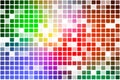 Green blue orange red occasional opacity mosaic over white Royalty Free Stock Photo