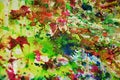 Green blue orange silvery watercolor splashes, paint abstract creative background Royalty Free Stock Photo