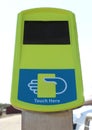 Green and blue public transport contactless card reading device