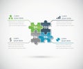 Green and blue puzzle piece infographics business