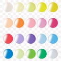 Green, blue, red, pink, yellow, orange, purple glossy sphere isolated on white background. Skin care oil bubbles. Pearl. Vector Royalty Free Stock Photo