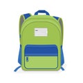 Green and Blue school Bag on white background Royalty Free Stock Photo