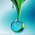 green blue shape liquid abstract metal 3d water drop sphere Royalty Free Stock Photo