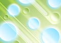 Green blue smooth stripes and glossy circles abstract tech background Royalty Free Stock Photo