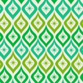 Mid Century Atomic Starbursts seamless pattern on ogee ovals in lime green, mint green and jade green.