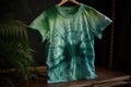 Green And Blue Tiedye Tshirt For Girl. Generative AI