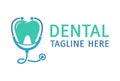 Green and Blue Tooth Health Dental Clinic with Stethoscope White Logo Design
