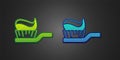 Green and blue Toothbrush with toothpaste icon isolated on black background. Vector Royalty Free Stock Photo