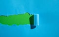 Green and blue torn paper. Space for your text Royalty Free Stock Photo